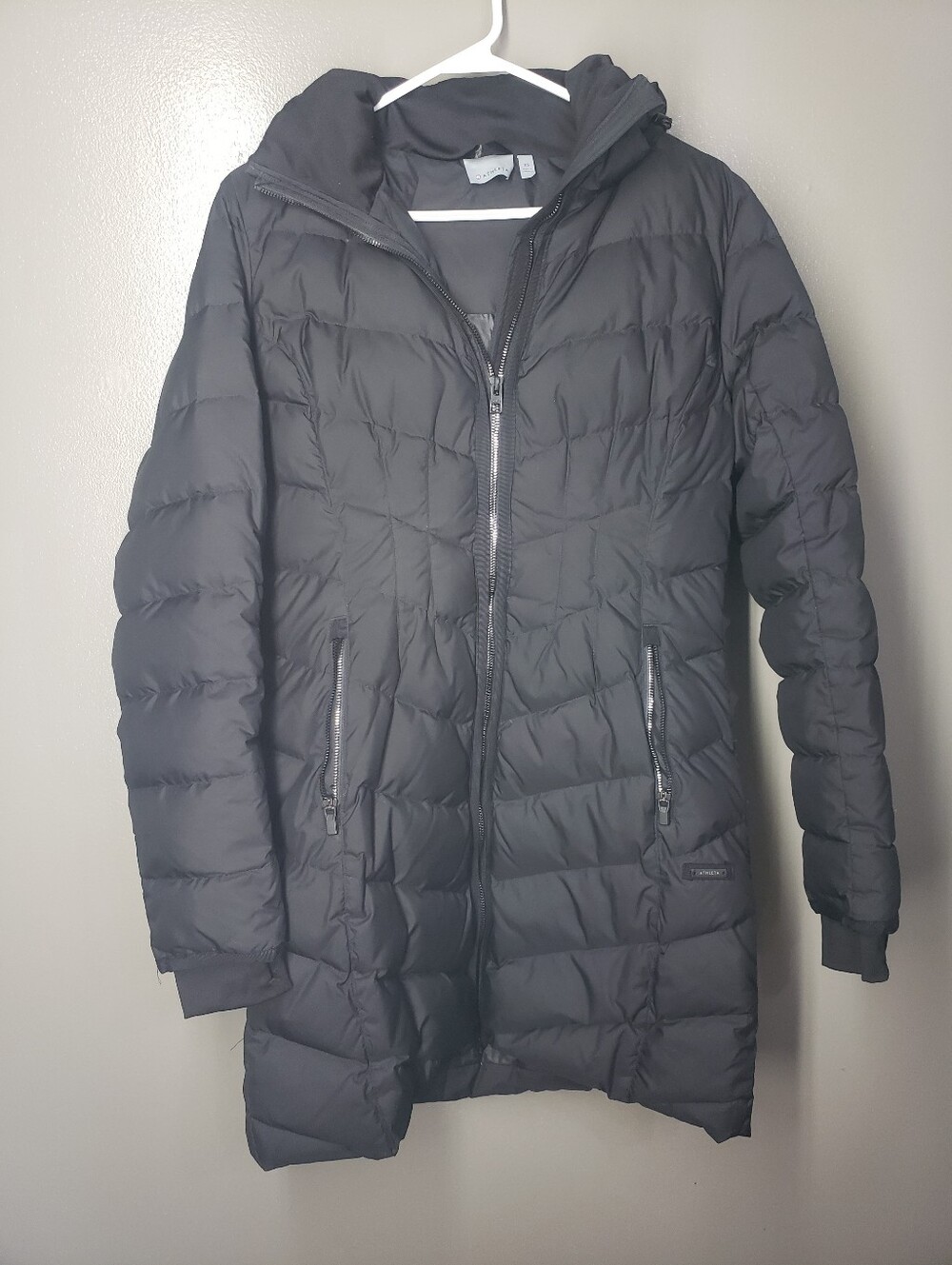Athleta Responsible Down-ieville Jacket Black Size XS Hooded 869614 Goose Down